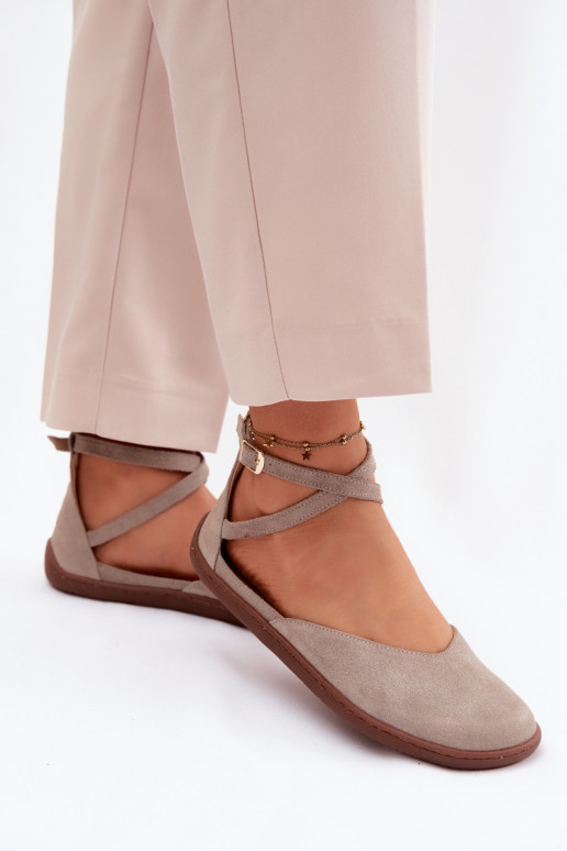 Bailarinas de ante Femenino Barefoot con rayas Zazoo 320 color capuchino