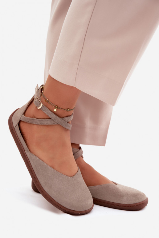 Bailarinas de ante Femenino Barefoot con rayas Zazoo 320 color capuchino