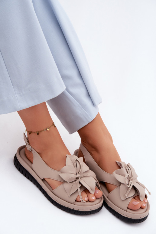 Sandalias de mujer Femenino Con decoraciones con floresem Vinceza 66917 beige