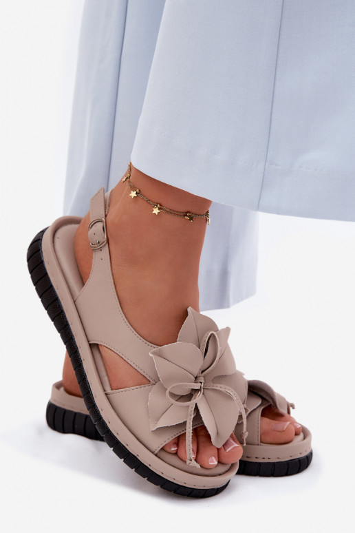 Sandalias de mujer Femenino Con decoraciones con floresem Vinceza 66917 beige