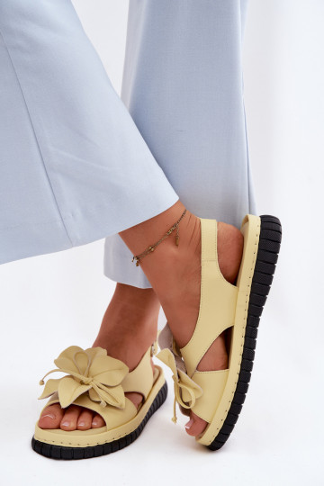 Sandalias de mujer Femenino Con decoraciones con floresem Vinceza 66917 color amarillo