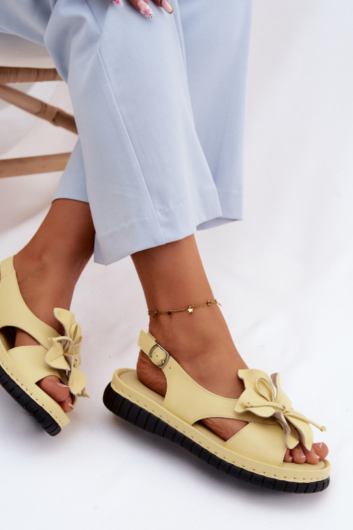 Sandalias de mujer Femenino Con decoraciones con floresem Vinceza 66917 color amarillo