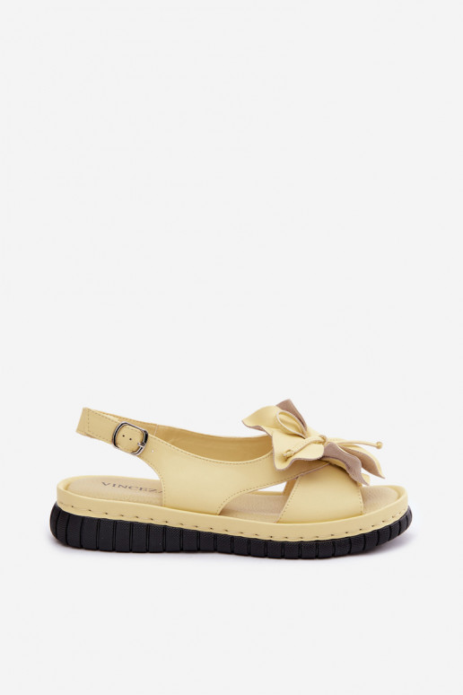 Sandalias de mujer Femenino Con decoraciones con floresem Vinceza 66917 color amarillo
