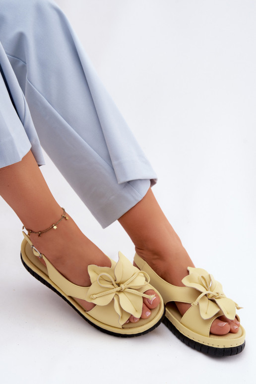 Sandalias de mujer Femenino Con decoraciones con floresem Vinceza 66917 color amarillo