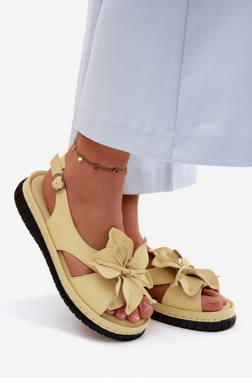 Sandalias de mujer Femenino Con decoraciones con floresem Vinceza 66917 color amarillo