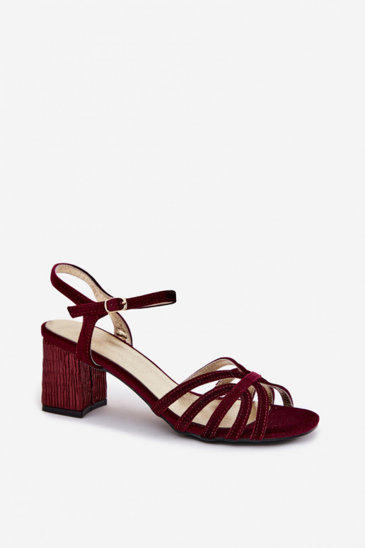 Sandalias de terciopelo de tacón alto D&A SR61-0102 burdeos
