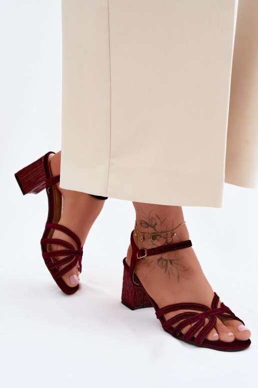 Sandalias de terciopelo de tacón alto D&A SR61-0102 burdeos