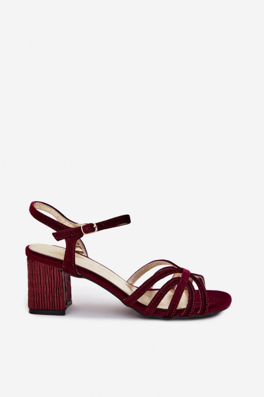 Sandalias de terciopelo de tacón alto D&A SR61-0102 burdeos