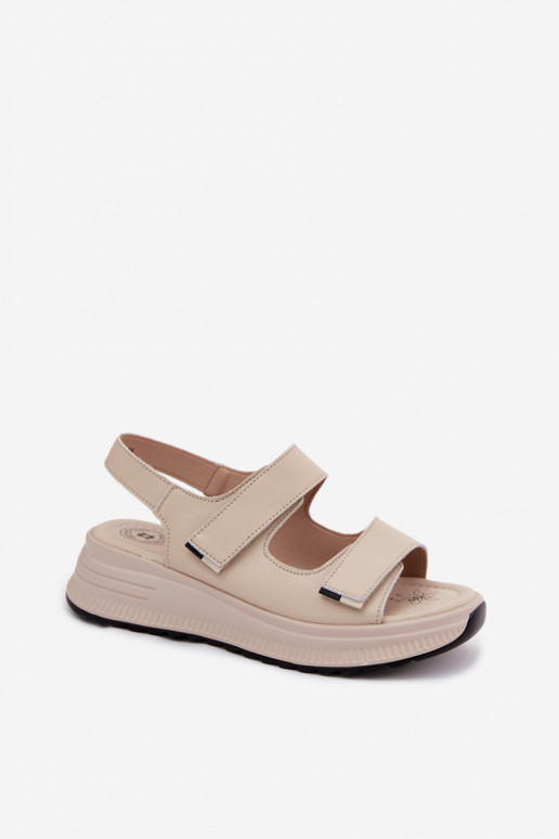 Sandalias de plataforma para mujer color arena con cierres adhesivos Jemela