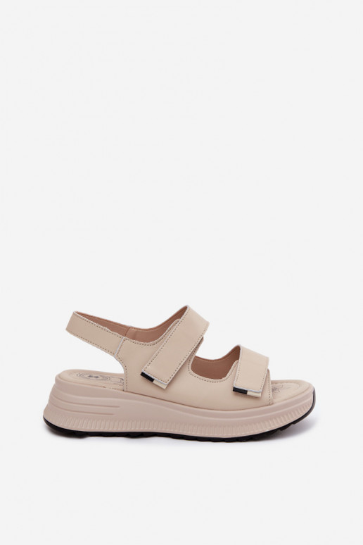 Sandalias de plataforma para mujer color arena con cierres adhesivos Jemela