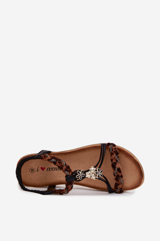 Sandalias de mujerPrzypinkami I Plecionymi Paskami de color negro con estampados de piel de leopardo Nusoreth
