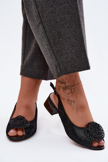 Sandalias negras para mujer con adornos D&A CR61-3030