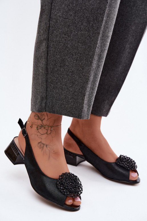 Sandalias negras para mujer con adornos D&A CR61-3030