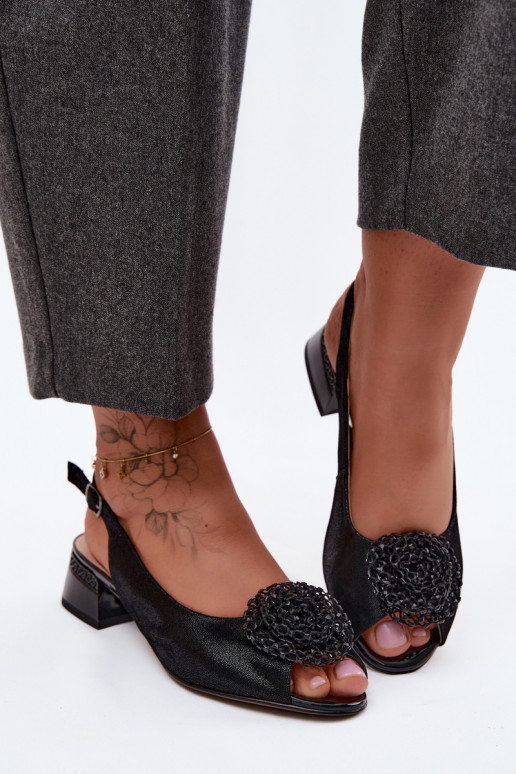 Sandalias negras para mujer con adornos D&A CR61-3030