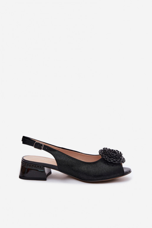 Sandalias negras para mujer con adornos D&A CR61-3030