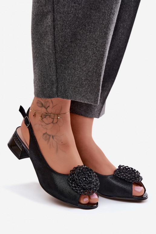Sandalias negras para mujer con adornos D&A CR61-3030