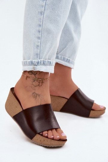 Zazoo 40291 Zapatillas de cuero Femenino Activado KorkoAym Koturnie CzekoladoAe