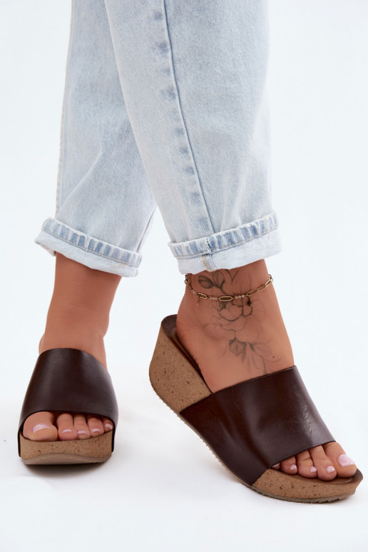 Zazoo 40291 Zapatillas de cuero Femenino Activado KorkoAym Koturnie CzekoladoAe