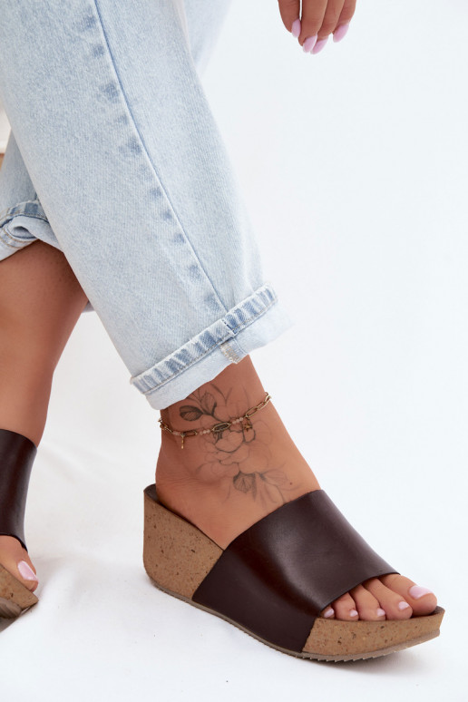 Zazoo 40291 Zapatillas de cuero Femenino Activado KorkoAym Koturnie CzekoladoAe