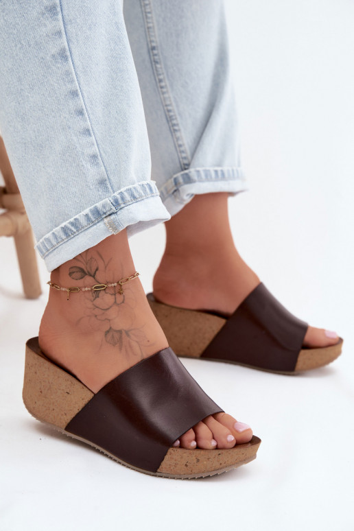 Zazoo 40291 Zapatillas de cuero Femenino Activado KorkoAym Koturnie CzekoladoAe