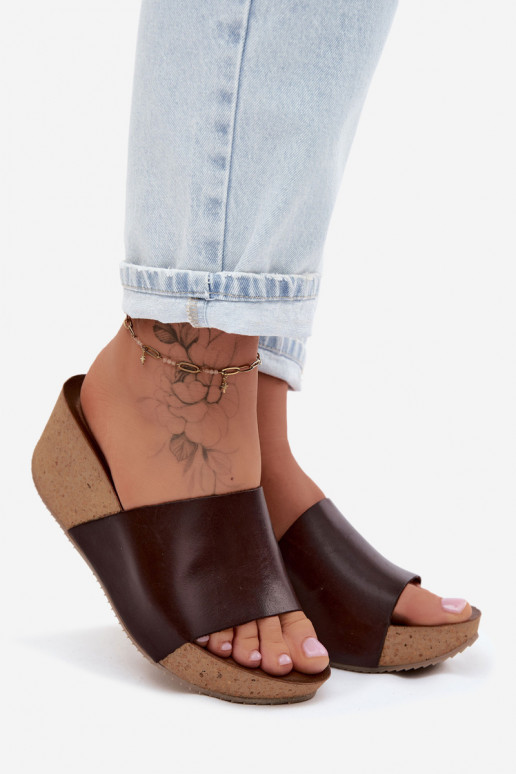 Zazoo 40291 Zapatillas de cuero Femenino Activado KorkoAym Koturnie CzekoladoAe