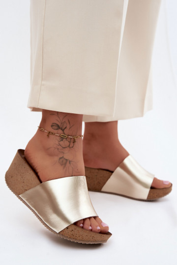 Zazoo 40291 Zapatillas de cuero Femenino Activado KorkoAym Koturnie color dorado 2