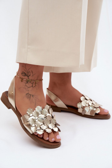 Sandalias doradas elegantes para mujer con tacones anchos Zazoo 40468 2