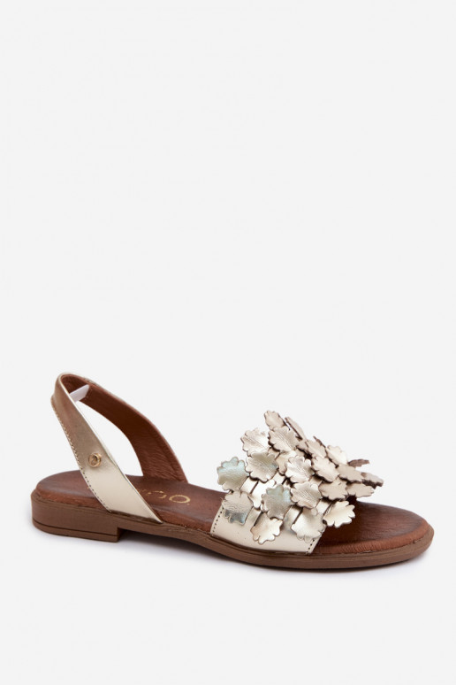 Sandalias doradas elegantes para mujer con tacones anchos Zazoo 40468