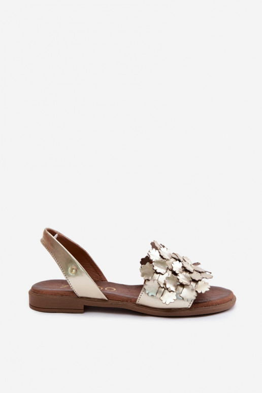 Sandalias doradas elegantes para mujer con tacones anchos Zazoo 40468