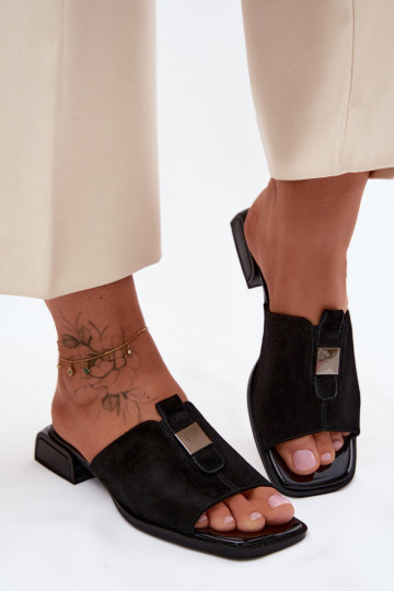 Estilo elegante zapatillas de mujer gamuza naturaloAa D&A JC61-1002 de color negro