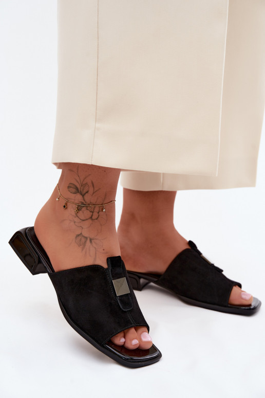 Estilo elegante zapatillas de mujer gamuza naturaloAa D&A JC61-1002 de color negro