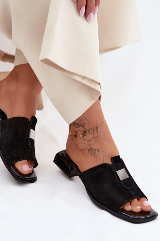 Estilo elegante zapatillas de mujer gamuza naturaloAa D&A JC61-1002 de color negro