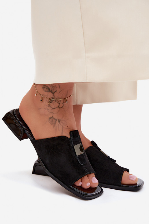 Estilo elegante zapatillas de mujer gamuza naturaloAa D&A JC61-1002 de color negro