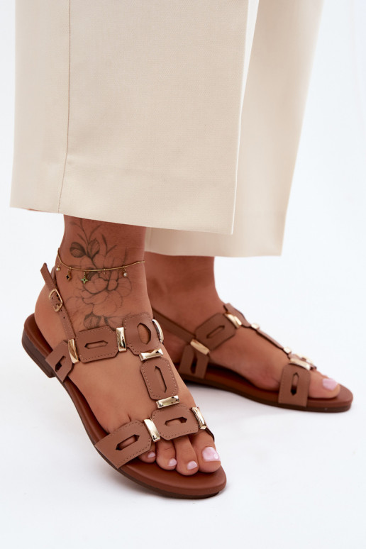 Sandalias planas para mujer. S.Barski PL61-0903 color marrón