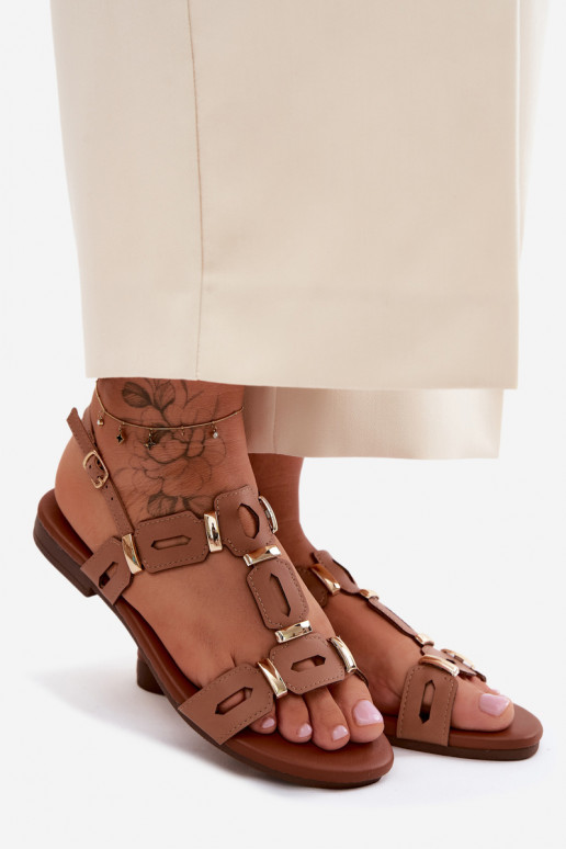 Sandalias planas para mujer. S.Barski PL61-0903 color marrón