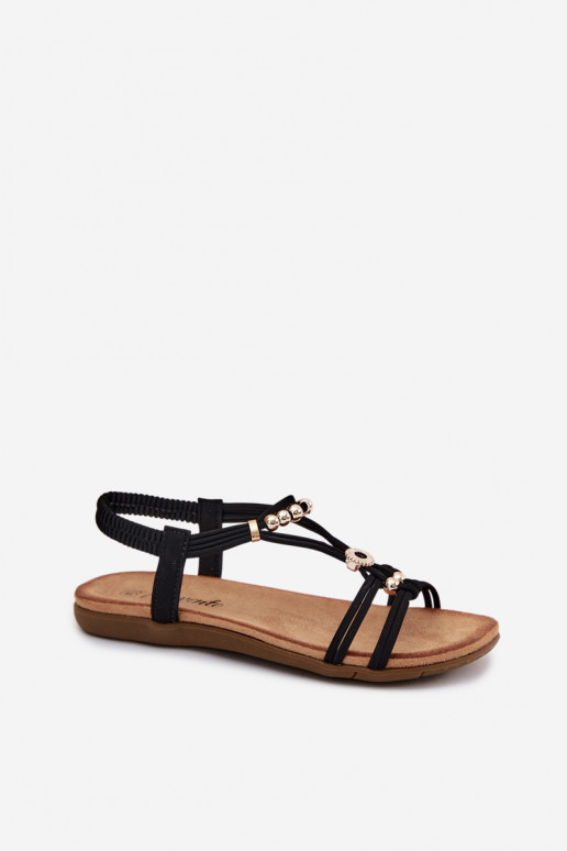 Sandalias planas negras para mujer con correas Zelda