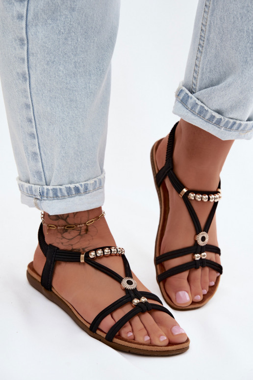 Sandalias planas negras para mujer con correas Zelda
