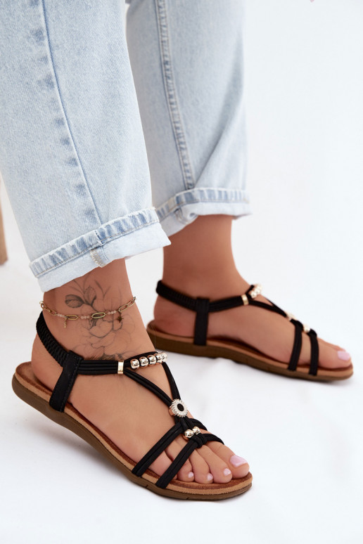 Sandalias planas negras para mujer con correas Zelda