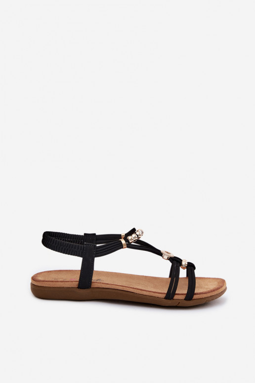Sandalias planas negras para mujer con correas Zelda
