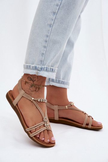 Sandalias planas para mujer. con rayas beige Zelda 2