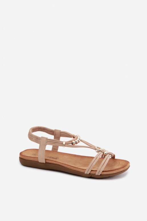 Sandalias planas para mujer. con rayas beige Zelda