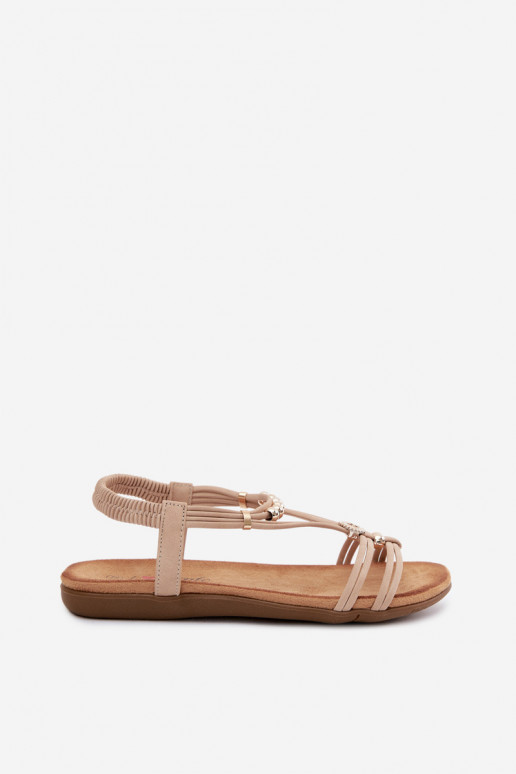 Sandalias planas para mujer. con rayas beige Zelda