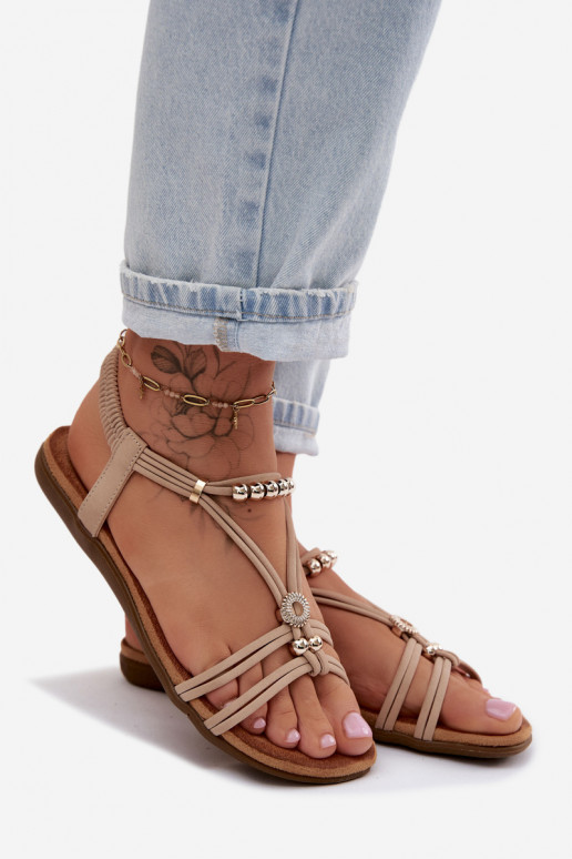 Sandalias planas para mujer. con rayas beige Zelda