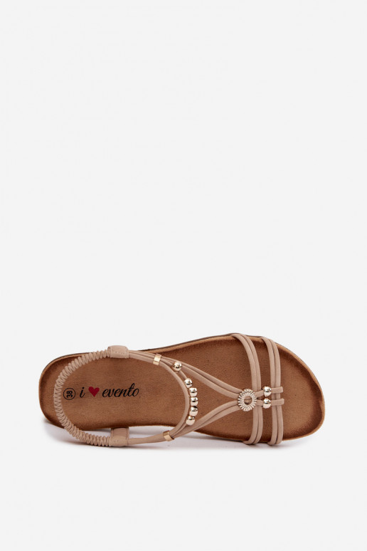 Sandalias planas para mujer. con rayas beige Zelda
