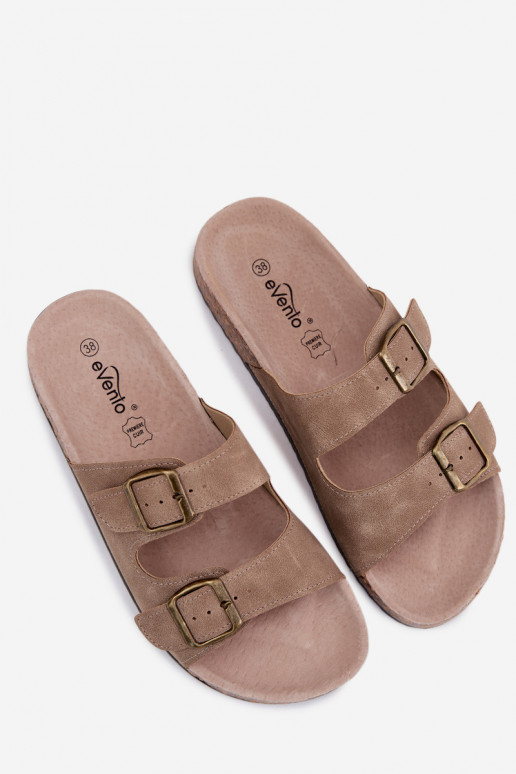 Zapatillas de mujer caqui con hebillas en suela de corcho Harleen