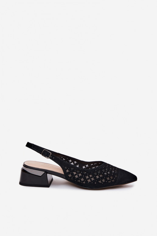 Sandalias de ante negras con elementos calados y malla Klocke D&A