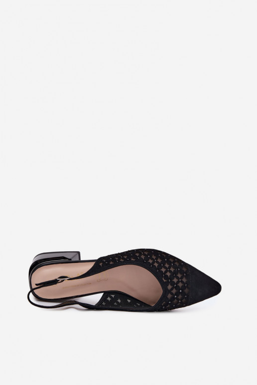 Sandalias de ante negras con elementos calados y malla Klocke D&A