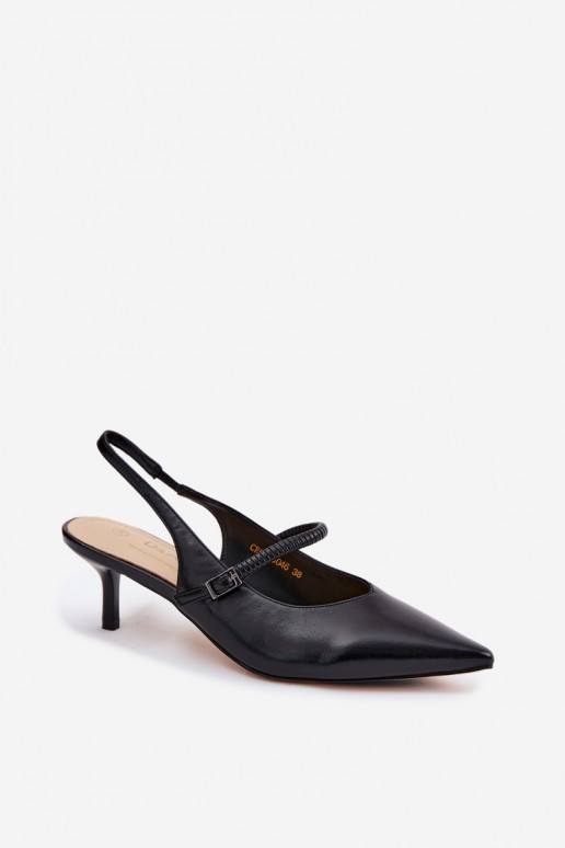 Piel Zapatos Sandalias de tacón con correas D&A CR61-3046 de color negro