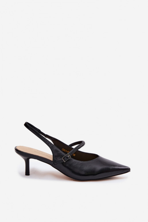 Sandalias de tacón negras con correas D&A