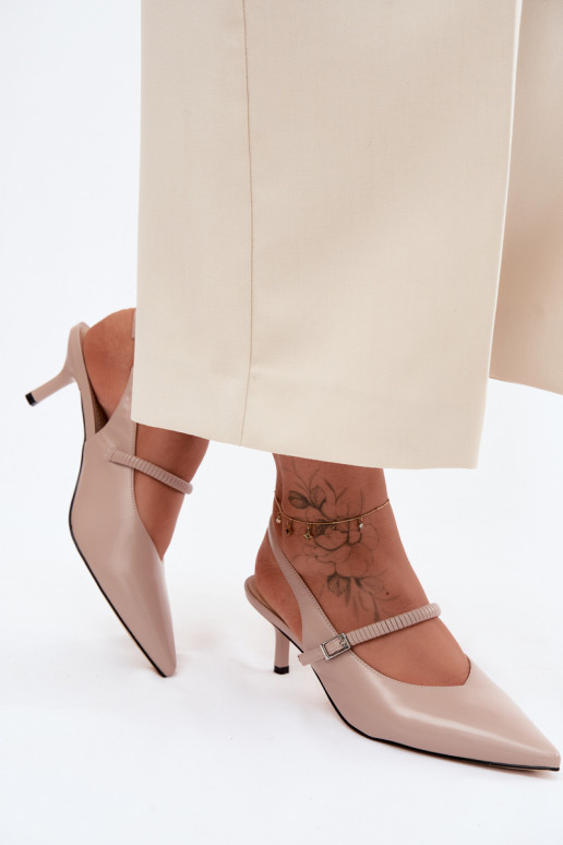 Piel Zapatos Sandalias de tacón con correas D&A CR61-3046 beige